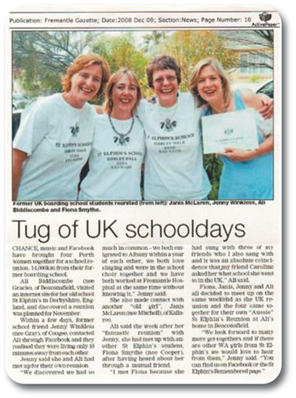 St Elphin's School girls in Australia newspaper article